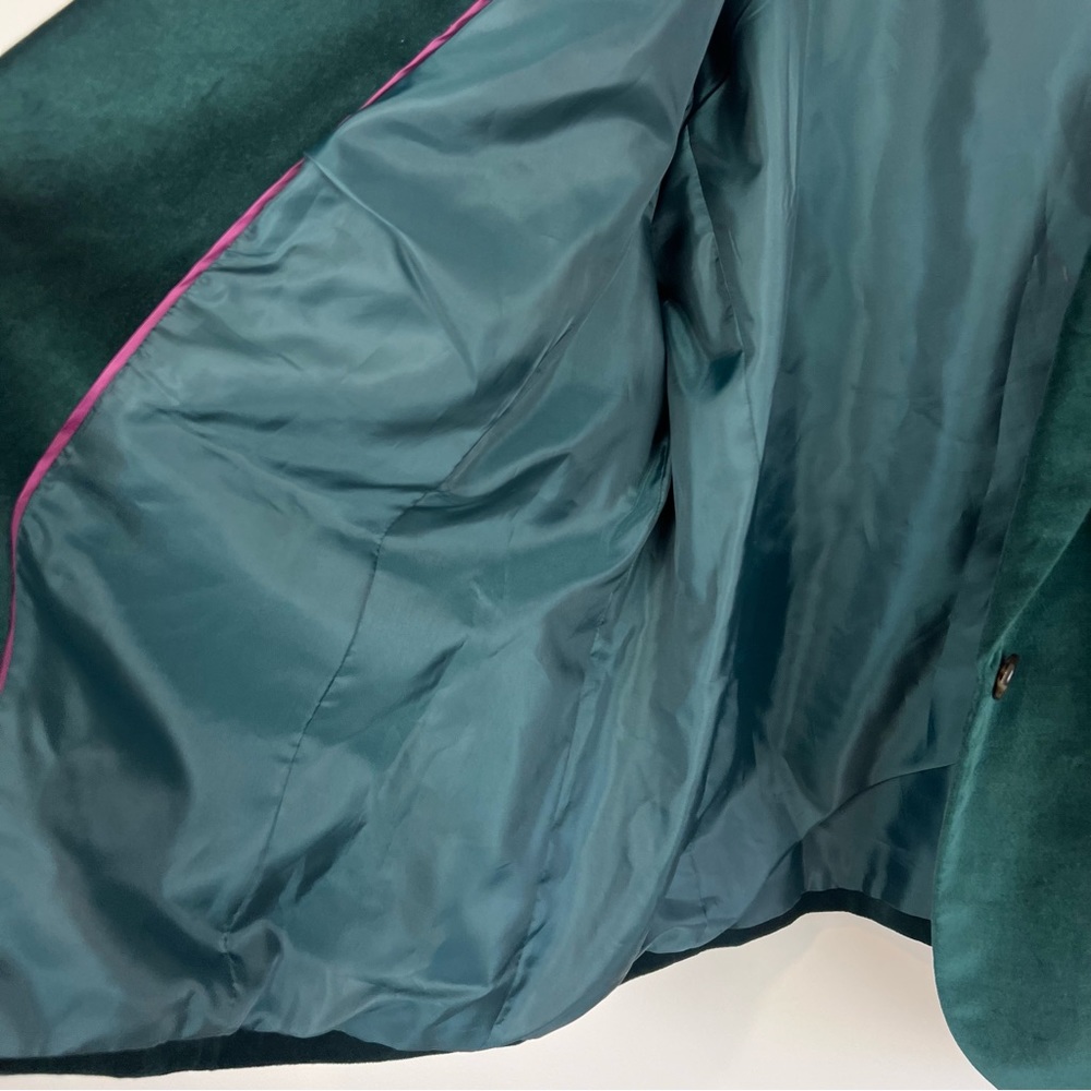 Talbots Emerald Green Velvet Blazer Jacket 20 W P (petite) Cotton formal office - Picture 7 of 12